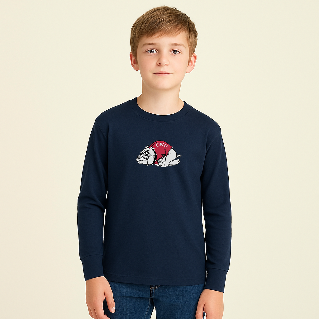 Youth Gardner Webb Bulldogs Logo Cotton Long Sleeve T-Shirt