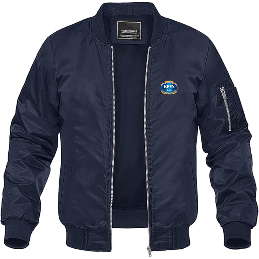 Men's Efes Logo Lightweight Bomber Jacket Windbreaker Softshell Varsity Jacket Coat