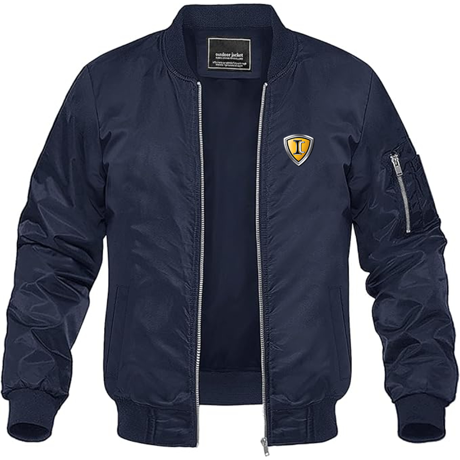 Men's IC Bus Logo Lightweight Bomber Jacket Windbreaker Softshell Varsity Jacket Coat
