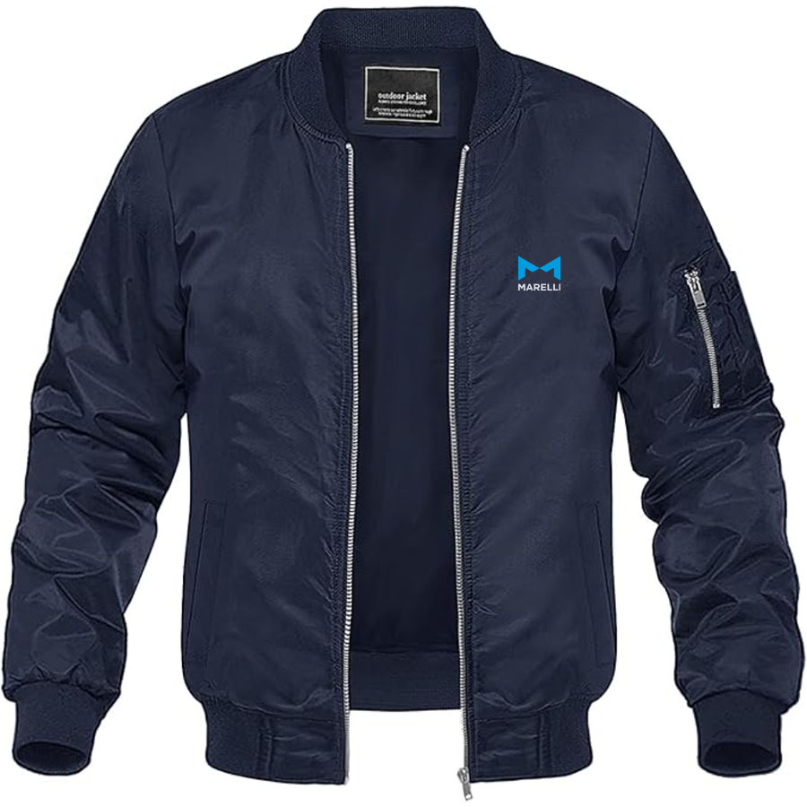 Men's Magneti-Marelli Logo Lightweight Bomber Jacket Windbreaker Softshell Varsity Jacket Coat