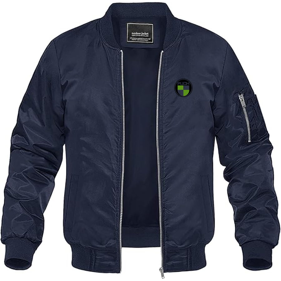 Men's Puch Logo Lightweight Bomber Jacket Windbreaker Softshell Varsity Jacket Coat