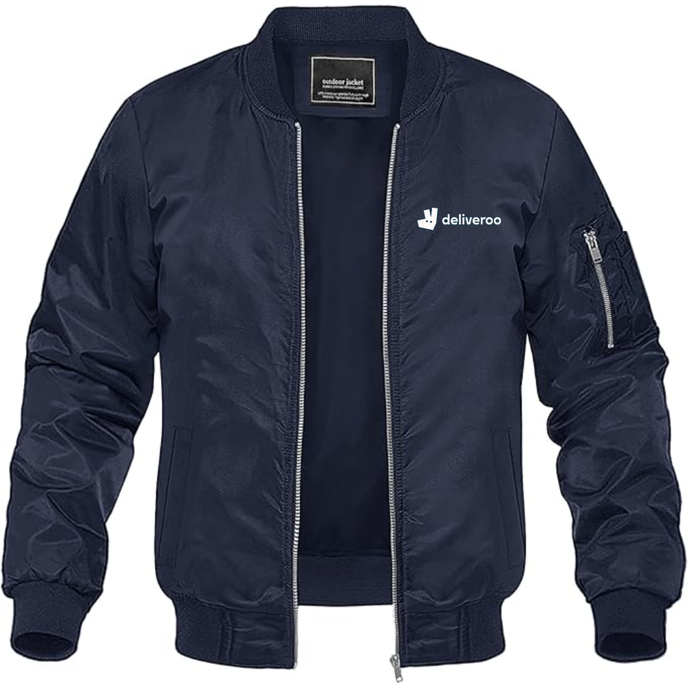 Men's Deliveroo Logo Lightweight Bomber Jacket Windbreaker Softshell Varsity Jacket Coat