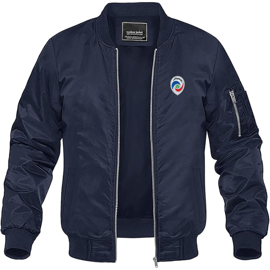 Men's Panoz Logo Lightweight Bomber Jacket Windbreaker Softshell Varsity Jacket Coat