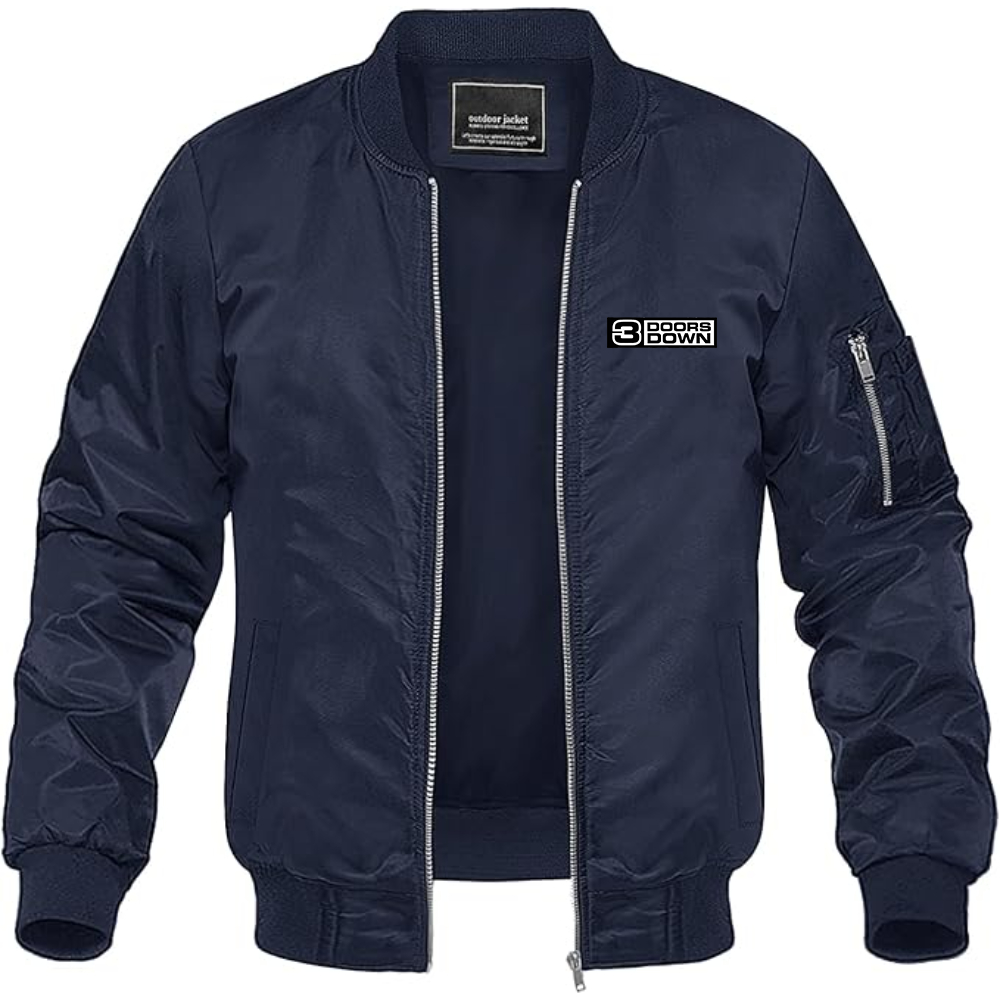Men's 3 Doors Down Logo  Lightweight Bomber Jacket Windbreaker Softshell Varsity Jacket Coat