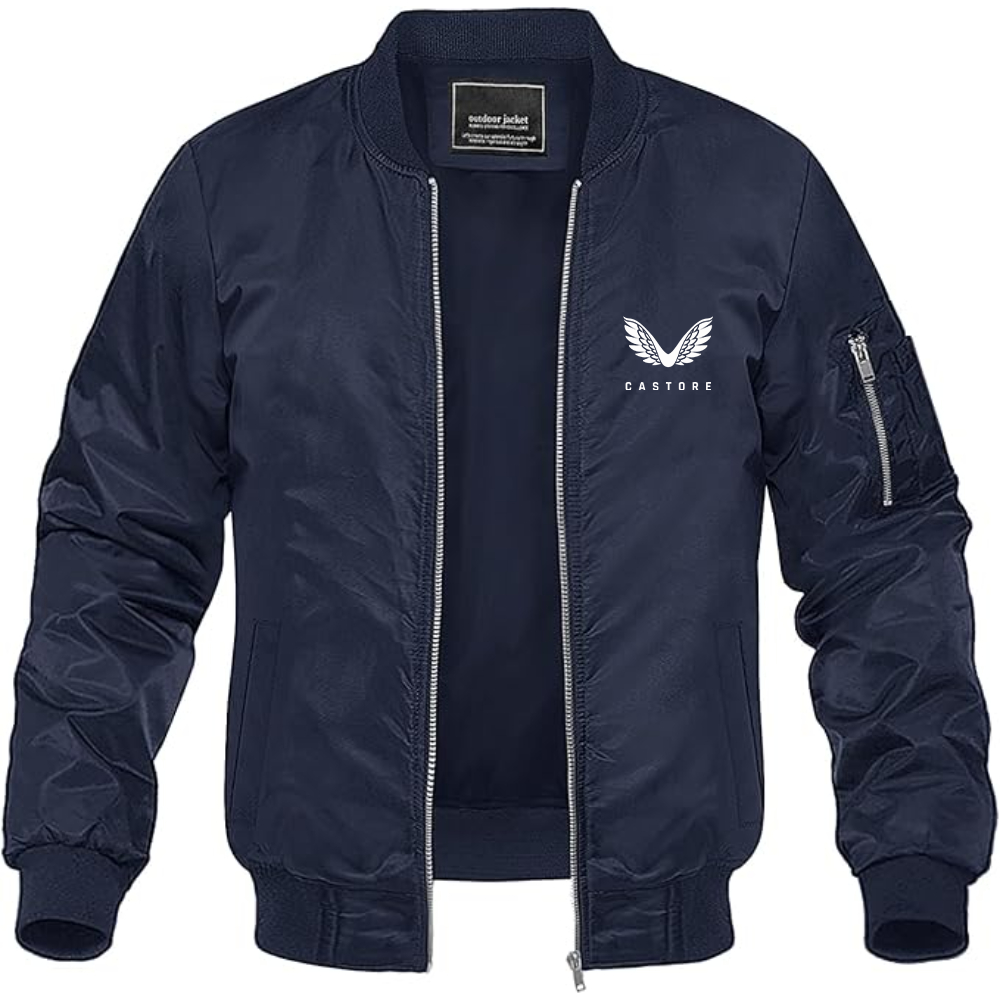 Men's Castore Logo Lightweight Bomber Jacket Windbreaker Softshell Varsity Jacket Coat