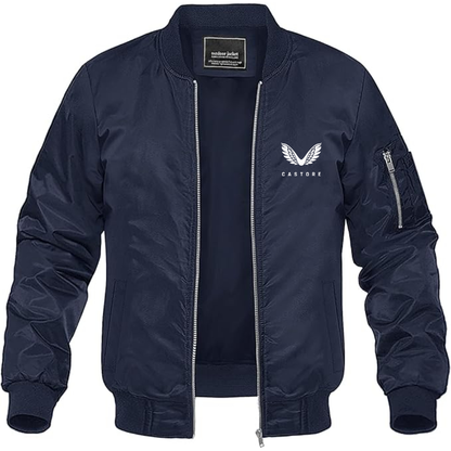 Men's Castore Logo Lightweight Bomber Jacket Windbreaker Softshell Varsity Jacket Coat