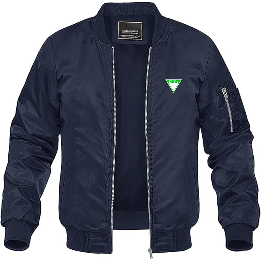 Men's Elva Logo Lightweight Bomber Jacket Windbreaker Softshell Varsity Jacket Coat