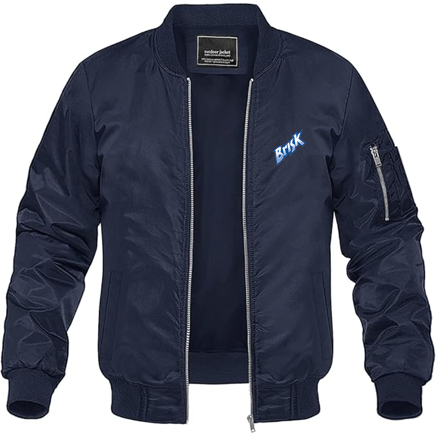 Men's Brisk Logo Lightweight Bomber Jacket Windbreaker Softshell Varsity Jacket Coat