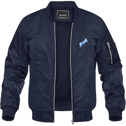 Men's Brisk Logo Lightweight Bomber Jacket Windbreaker Softshell Varsity Jacket Coat