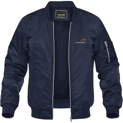 Men's Arcelormittal Logo Lightweight Bomber Jacket Windbreaker Softshell Varsity Jacket Coat