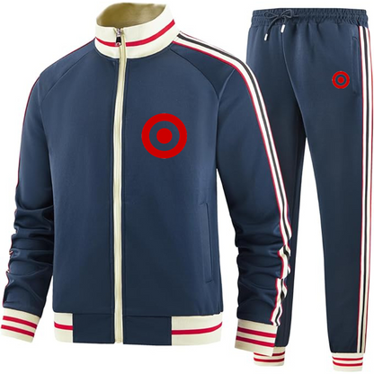 Men's Target   Two Piece Designer Tracksuit with Bold Striped Accents and Zippered Front Elevated Athletic