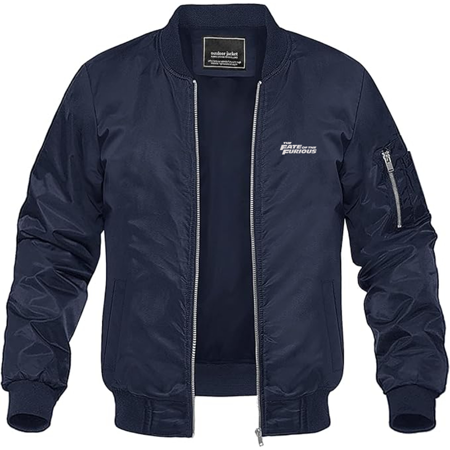 Men's The Fate Of the Furious Logo Lightweight Bomber Jacket Windbreaker Softshell Varsity Jacket Coat
