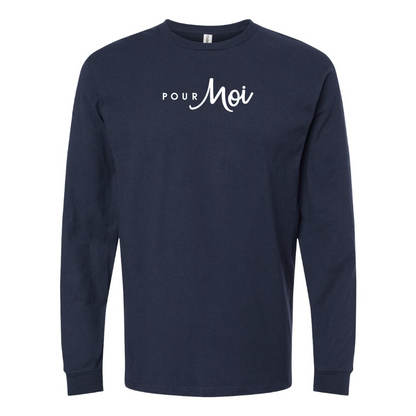 Men's  Pour Moi Logo  Cotton Long Sleeve T-Shirt