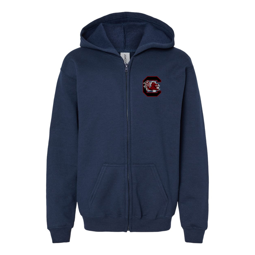 Gildan Heavy Blend Youth South Carolina Gamecocks Logo Full Zip Hooded Sweatshirt