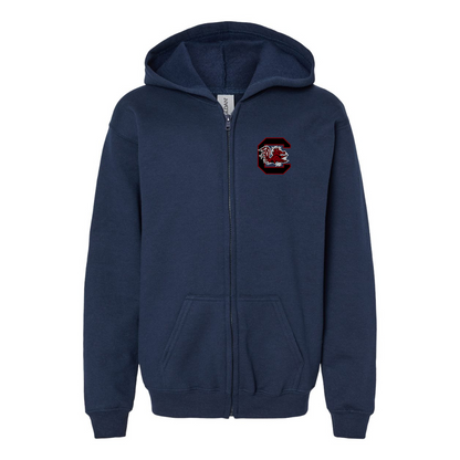 Gildan Heavy Blend Youth South Carolina Gamecocks Logo Full Zip Hooded Sweatshirt