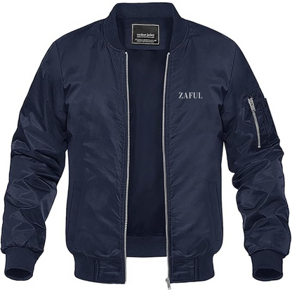 Men's Zaful Logo Lightweight Bomber Jacket Windbreaker Softshell Varsity Jacket Coat