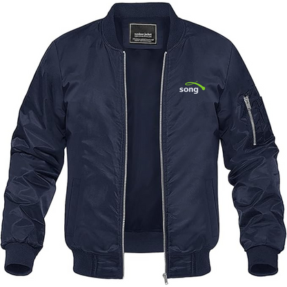 Men's Song Logo Lightweight Bomber Jacket Windbreaker Softshell Varsity Jacket Coat