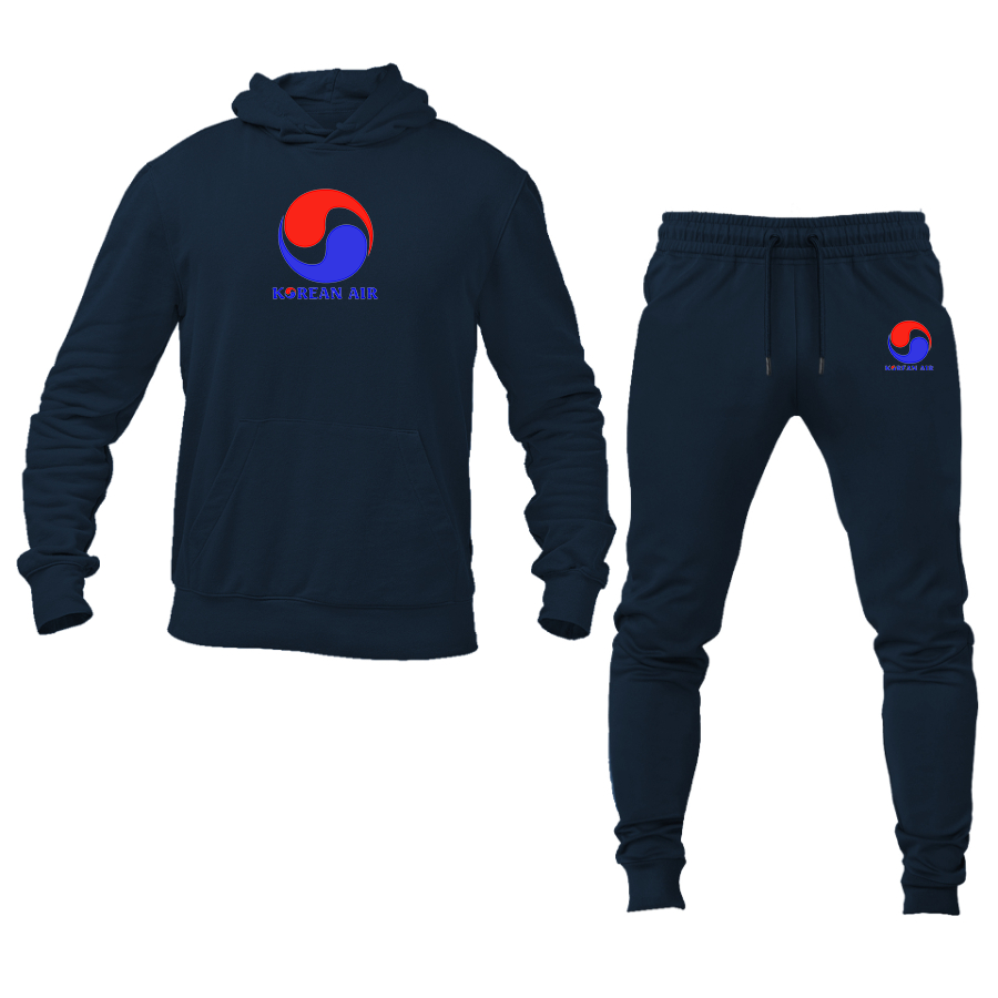 Men's Korean Air Logo  Hoodie Joggers Set