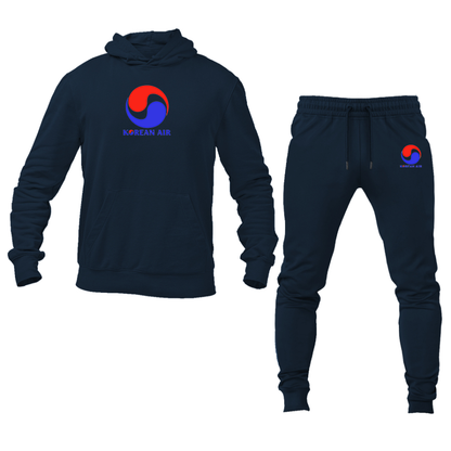 Men's Korean Air Logo  Hoodie Joggers Set
