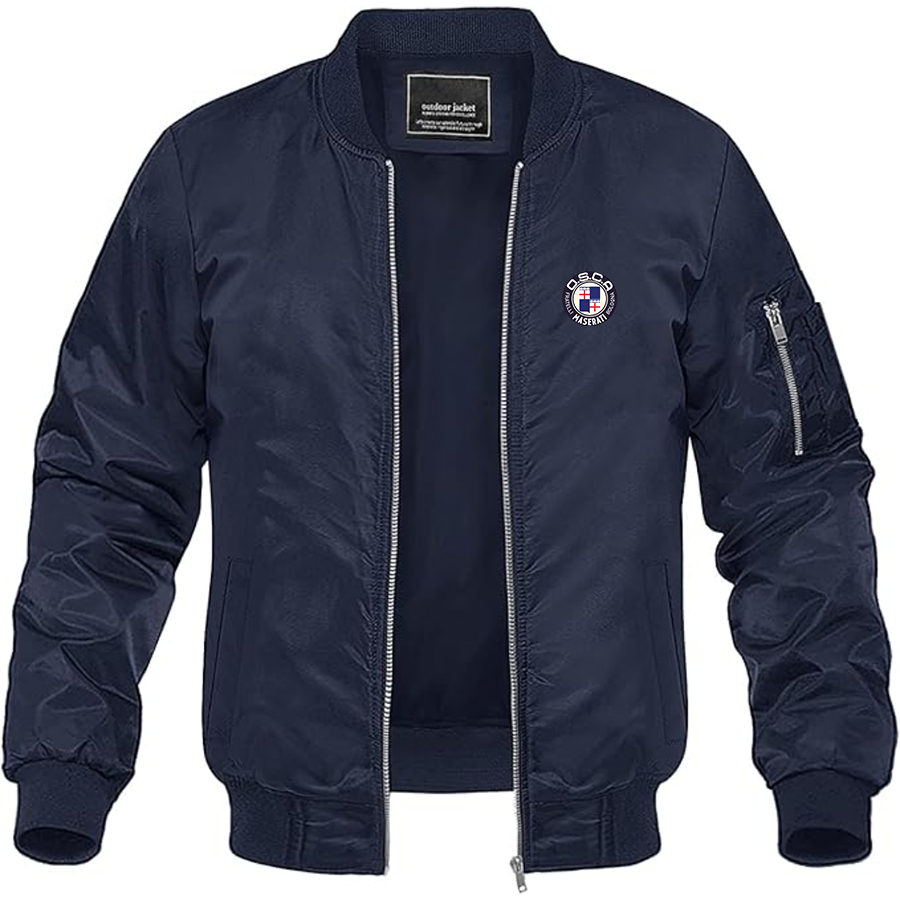 Men's O.S.C.A. Logo Lightweight Bomber Jacket Windbreaker Softshell Varsity Jacket Coat