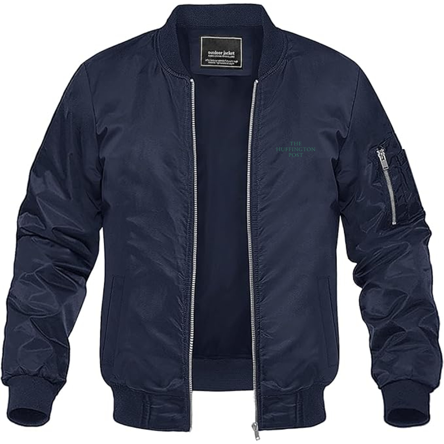 Men's The Huffington Post Logo Lightweight Bomber Jacket Windbreaker Softshell Varsity Jacket Coat