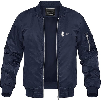 Men's ORA Logo Lightweight Bomber Jacket Windbreaker Softshell Varsity Jacket Coat