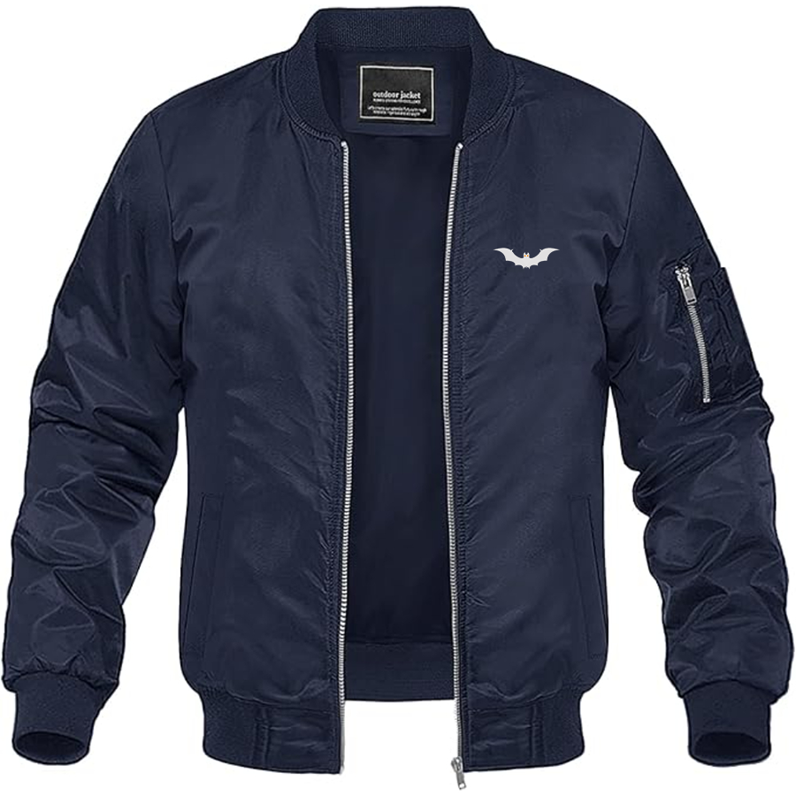 Men's Bat-Emoji Logo Lightweight Bomber Jacket Windbreaker Softshell Varsity Jacket Coat