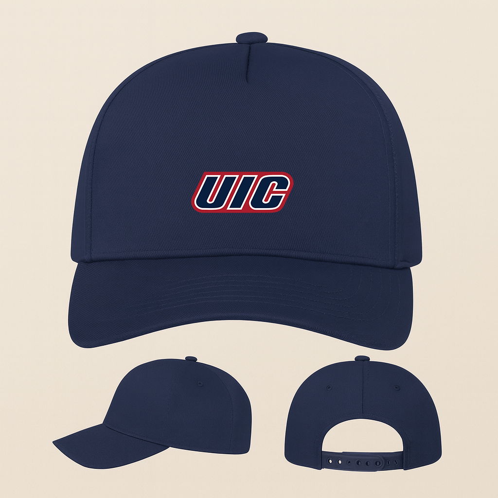 Illinois Chicago Flames Logo Five Panel Twill Snapback Cap
