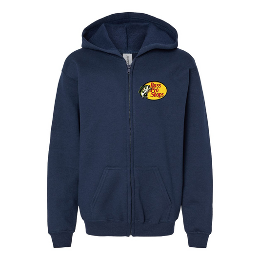 Gildan Heavy Blend Youth Bass Pro Shops Logo Full Zip Hooded Sweatshirt