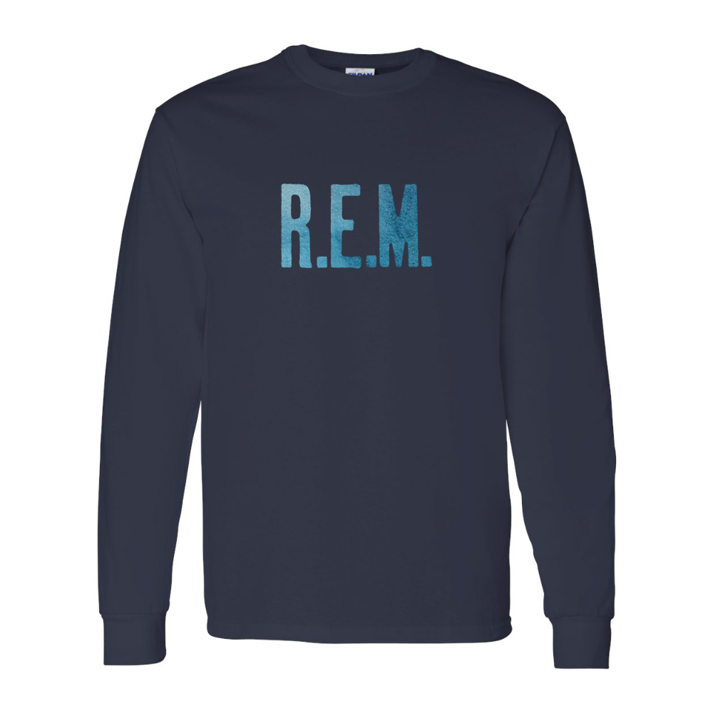 Men's  R.E.M. Blue  Gildan Heavy Cotton Long Sleeve T-Shirt