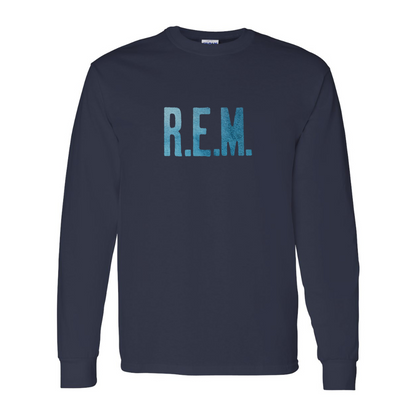 Men's  R.E.M. Blue  Gildan Heavy Cotton Long Sleeve T-Shirt