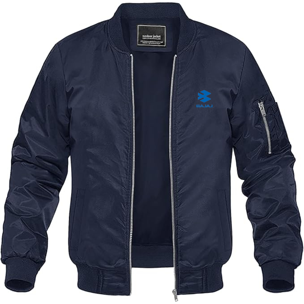 Men's Bajaj Logo Lightweight Bomber Jacket Windbreaker Softshell Varsity Jacket Coat