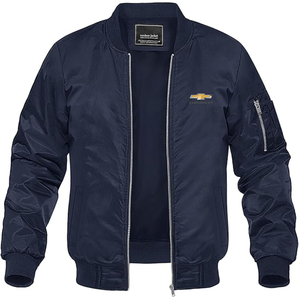 Men's Chevrolet Logo Lightweight Bomber Jacket Windbreaker Softshell Varsity Jacket Coat