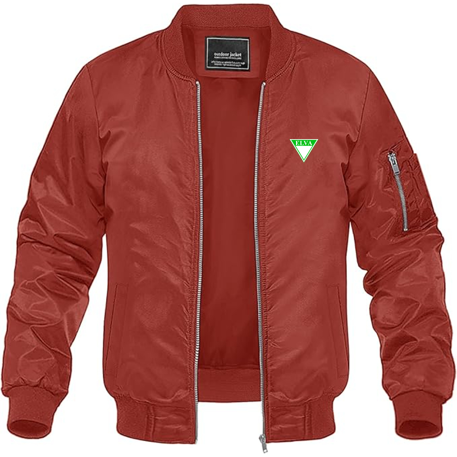 Men's Elva Logo Lightweight Bomber Jacket Windbreaker Softshell Varsity Jacket Coat