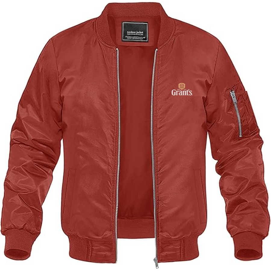 Men's Grants Logo Lightweight Bomber Jacket Windbreaker Softshell Varsity Jacket Coat