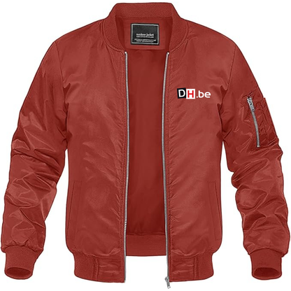 Men's DH Derniere Heure Logo Lightweight Bomber Jacket Windbreaker Softshell Varsity Jacket Coat