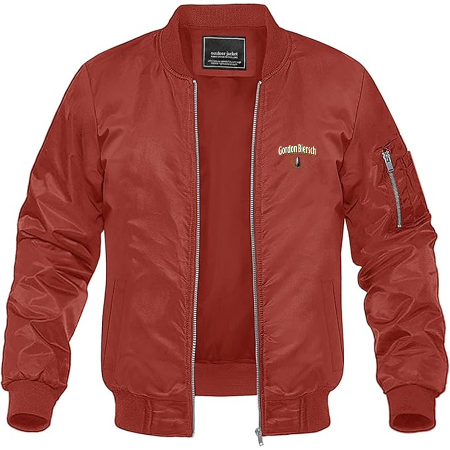 Men's  Gordon Biersch Logo Lightweight Bomber Jacket Windbreaker Softshell Varsity Jacket Coat