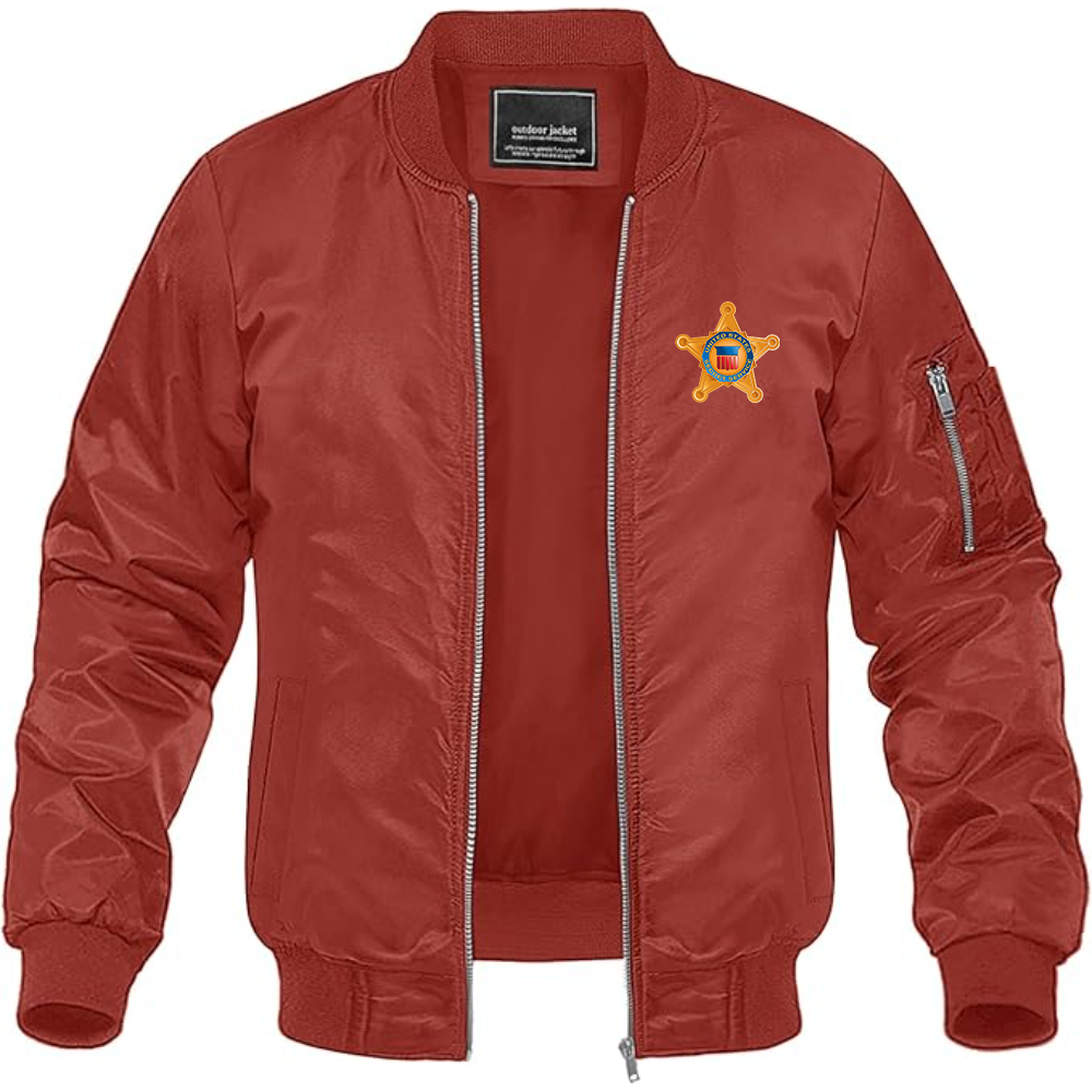 Men's Secret Service Star Logo Lightweight Bomber Jacket Windbreaker Softshell Varsity Jacket Coat