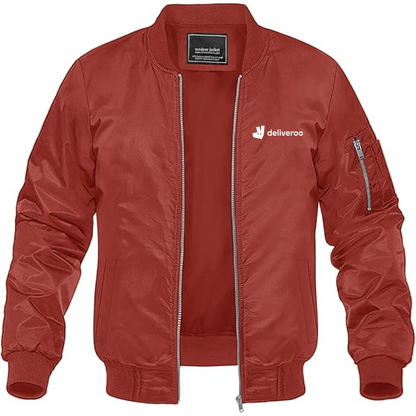 Men's Deliveroo Logo Lightweight Bomber Jacket Windbreaker Softshell Varsity Jacket Coat