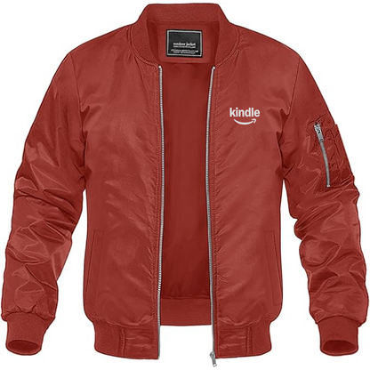 Men's Amazon Kindle Logo Lightweight Bomber Jacket Windbreaker Softshell Varsity Jacket Coat