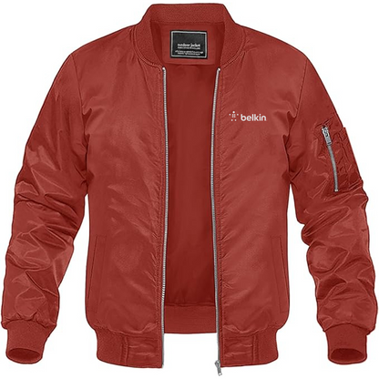 Men's Belkin Logo Lightweight Bomber Jacket Windbreaker Softshell Varsity Jacket Coat