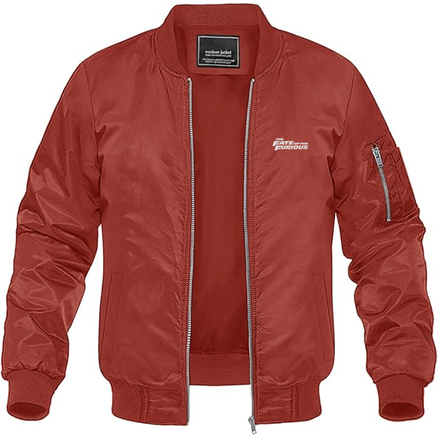 Men's The Fate Of the Furious Logo Lightweight Bomber Jacket Windbreaker Softshell Varsity Jacket Coat
