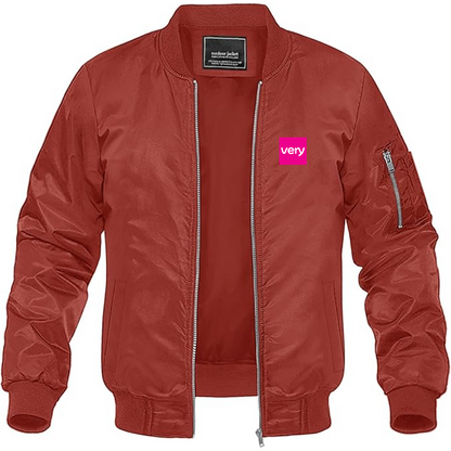 Men's Very Logo Lightweight Bomber Jacket Windbreaker Softshell Varsity Jacket Coat