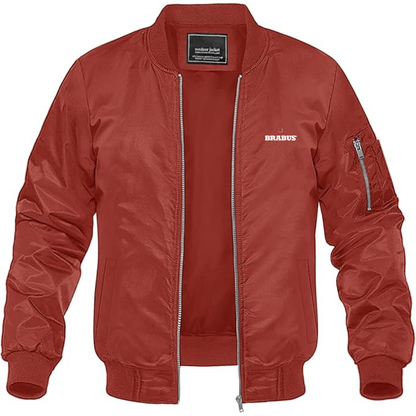 Men's Brabus Logo Lightweight Bomber Jacket Windbreaker Softshell Varsity Jacket Coat