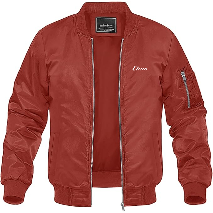 Men's Etam Logo Lightweight Bomber Jacket Windbreaker Softshell Varsity Jacket Coat