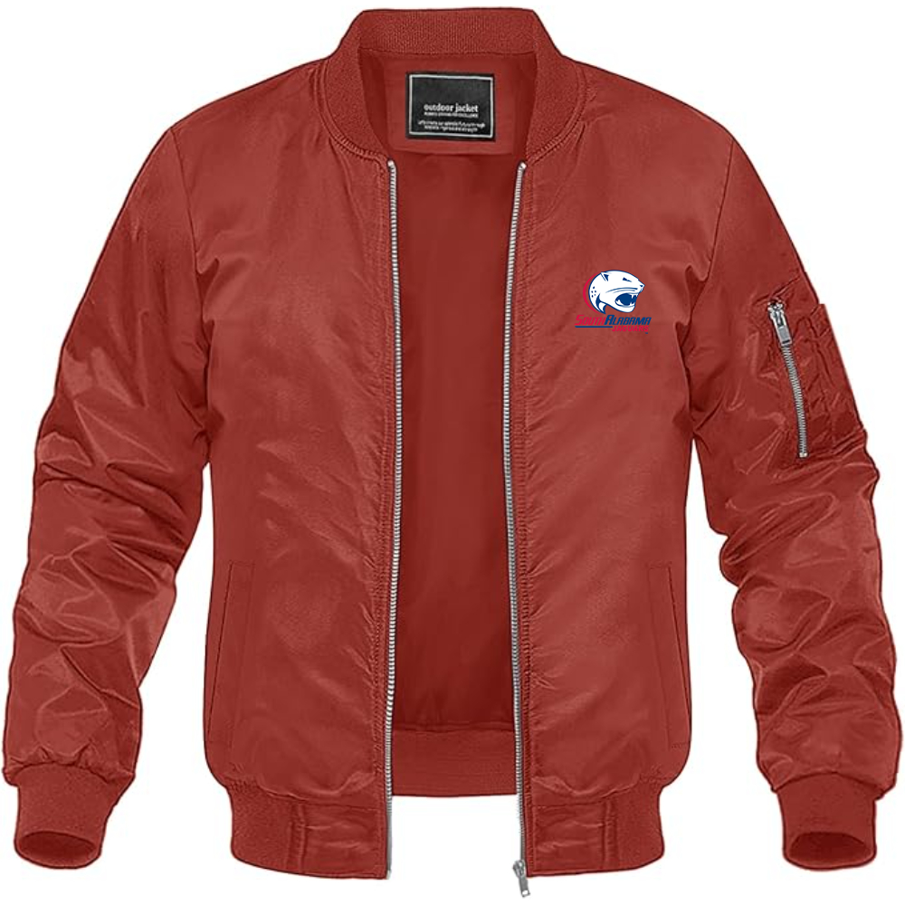 Men's South Alabama Jaguars Logo Lightweight Bomber Jacket Windbreaker Softshell Varsity Jacket Coat