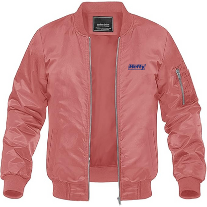 Men's Hefty Logo Lightweight Bomber Jacket Windbreaker Softshell Varsity Jacket Coat