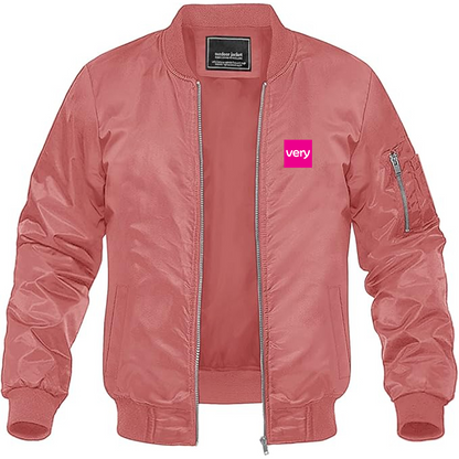 Men's Very Logo Lightweight Bomber Jacket Windbreaker Softshell Varsity Jacket Coat