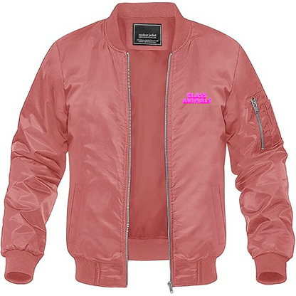 Men's Glass Animals Logo Lightweight Bomber Jacket Windbreaker Softshell Varsity Jacket Coat