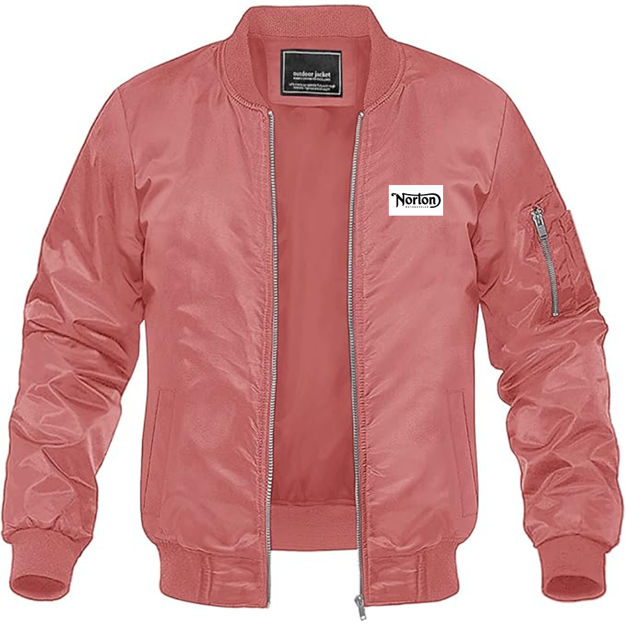 Men's Norton Logo Lightweight Bomber Jacket Windbreaker Softshell Varsity Jacket Coat
